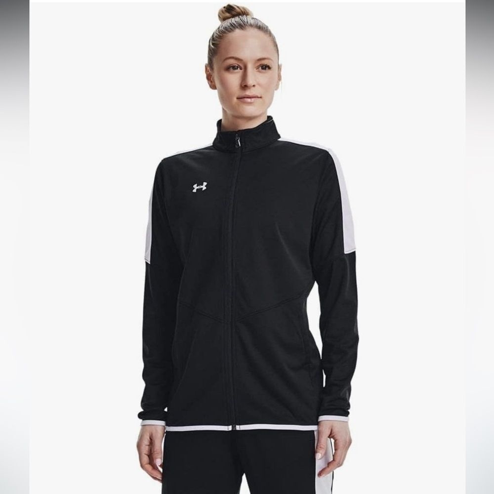 Under Armour Black and White Full Zip‎ Up Rival Knit Warmup Track Jacket Sz XXXL